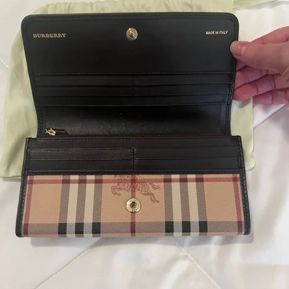 Burberry Beige and Black/brown Plaid Wallet - Picture 2 of 12